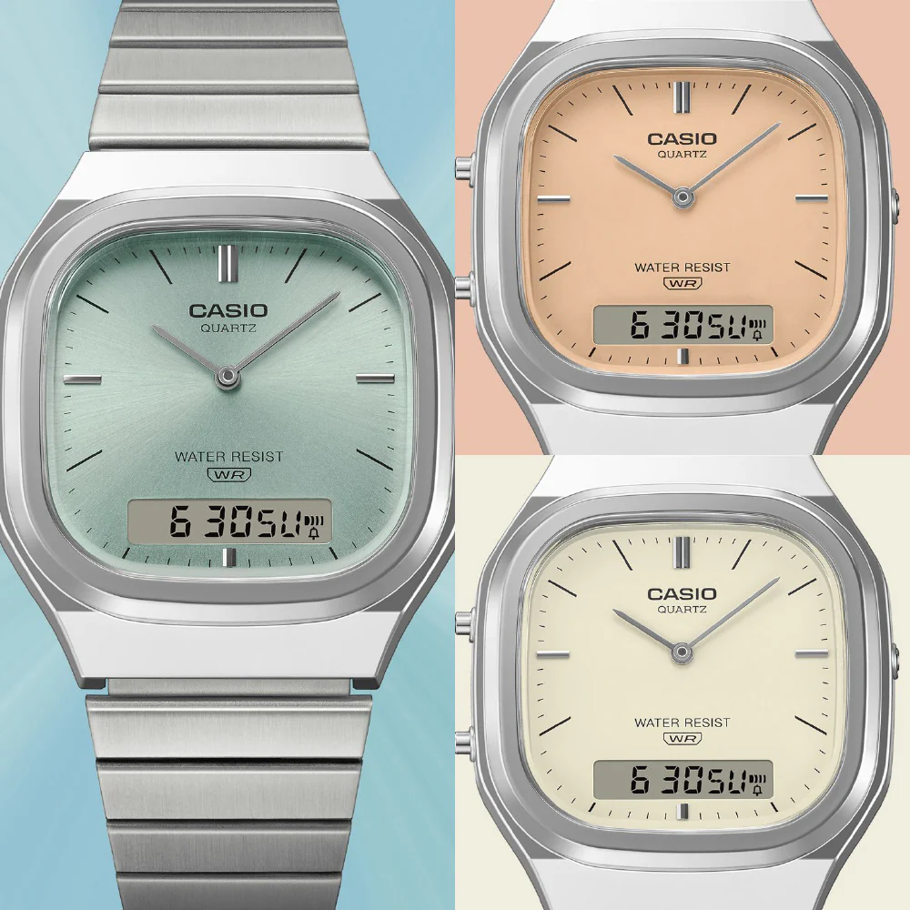 CASIO AQ-240E-7A2JF Classic Analog-Digital Combination Model Ivory Easy-to-Read Display Water Resistant Stylish Design - Image 3
