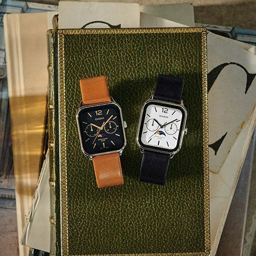 CASIO Collection Analog Wristwatch MTP-M305L-7AJF with Moon Phase Function and Leather Strap - Stylish Timepiece for Everyday Wear - Image 2