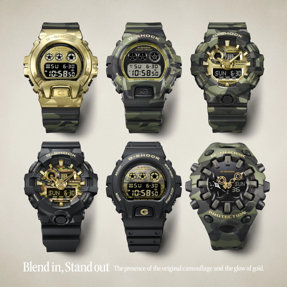 CASIO DW-6900CF-1JF G-SHOCK Camo and Gold Model Durable Shock Resistance Stylish Design Water Resistant - Image 5