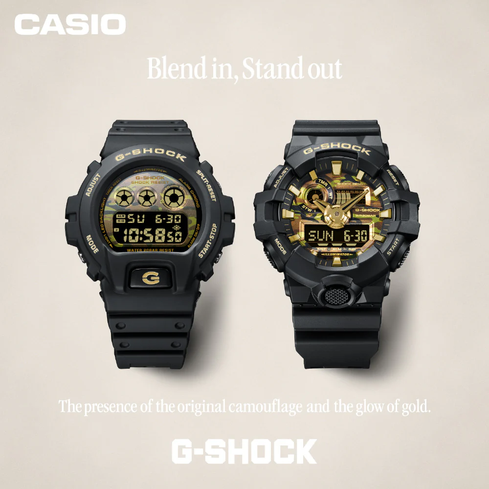 CASIO DW-6900CF-1JF G-SHOCK Camo and Gold Model Durable Shock Resistance Stylish Design Water Resistant - Image 6