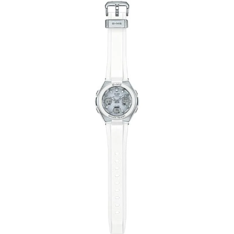 Casio G-ms Ladies 2H Radio Solar Watch with PL Band in White/Silver MSG-W100-7AJF - Image 2