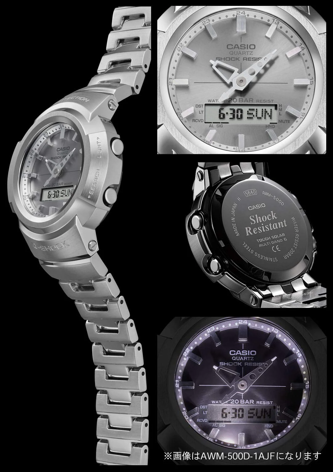 CASIO G-SHOCK AWM-500D-1A8JF Men's Full Metal Solar Watch - Image 2