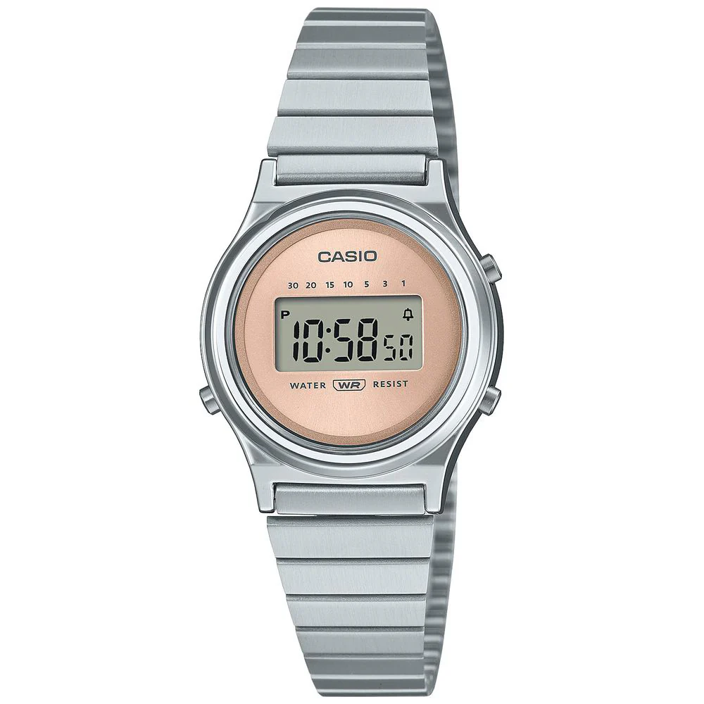 CASIO LA700WE-4AJF Classic Small Round Case Silver Pink Stylish Design Water Resistant Quartz Movement