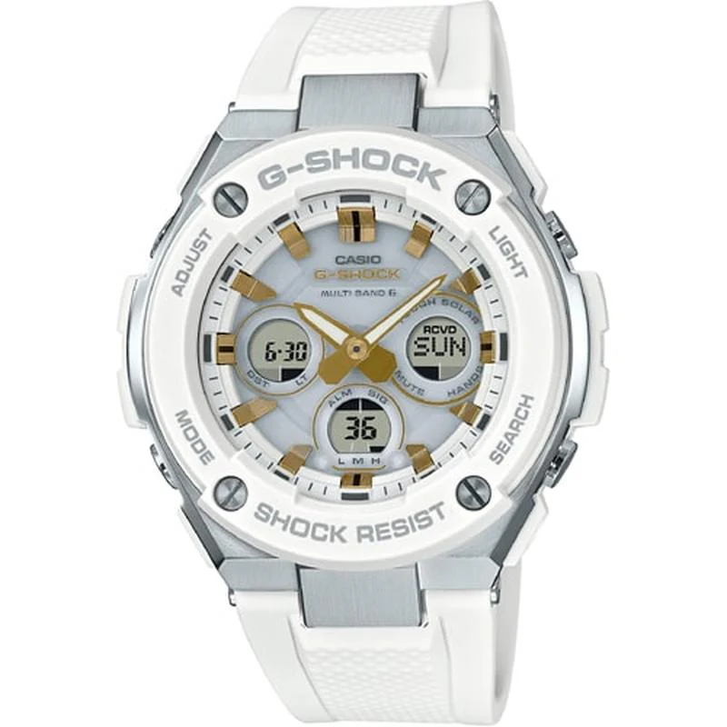 Casio Men's G-STEEL MID Solar Radio Watch Snow White GST-W300-7AJF