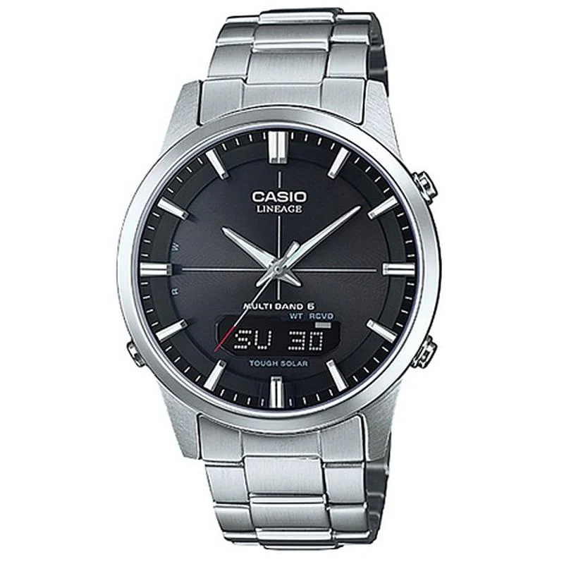 Casio Men's LINEAGE Solar Radio Watch with 3-Hand Combination, Stainless Steel Band, and Sapphire Glass LCW-M170D-1AJF