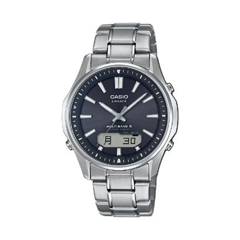 Casio Men's LINEAGE Solar Radio Wave Watch with 3-Hand Combination, Titanium, Sapphire Glass, Easy Band LCW-M100TSE-1AJF