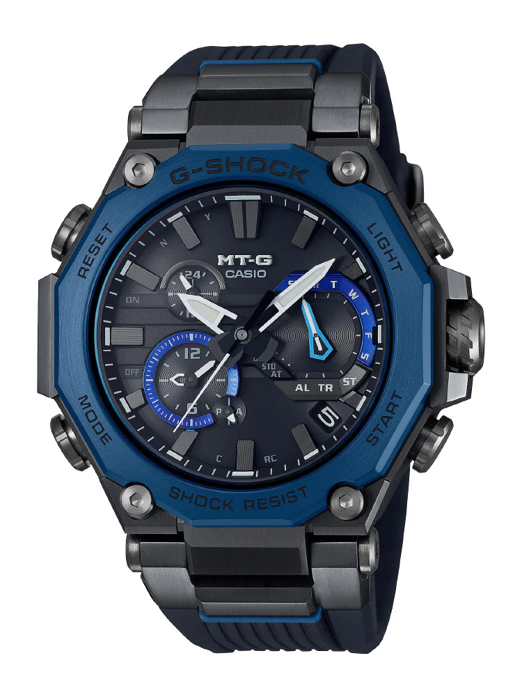 CASIO MT-G B2000B-1A2JF Bluetooth Solar Atomic Watch Carbon Monocoque Case Black Blue Stylish and Durable Design