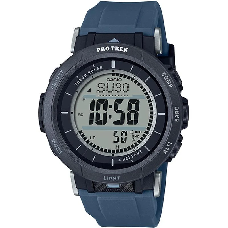 Casio Men's ProTrek Camper Line Solar Watch with Direction, Altitude, Barometric & Temperature Measurements, Small Model, Rubber Band PRG-30-2JF