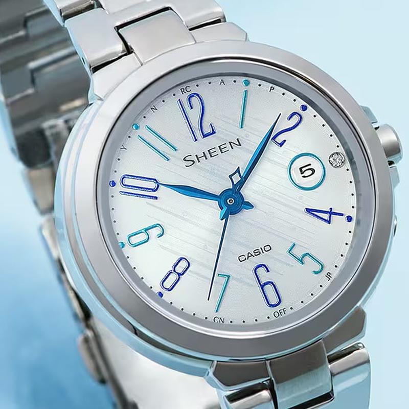 Casio SHEEN Women's Radio Controlled Model with Metal Band Silver x Blue SHW-5100D-7AJF - Image 3
