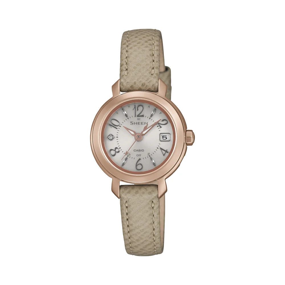 CASIO SHW-5300CGL-7AJF Solar Powered Radio Controlled Pink Gold and Taupe Elegant Design Women's Watch