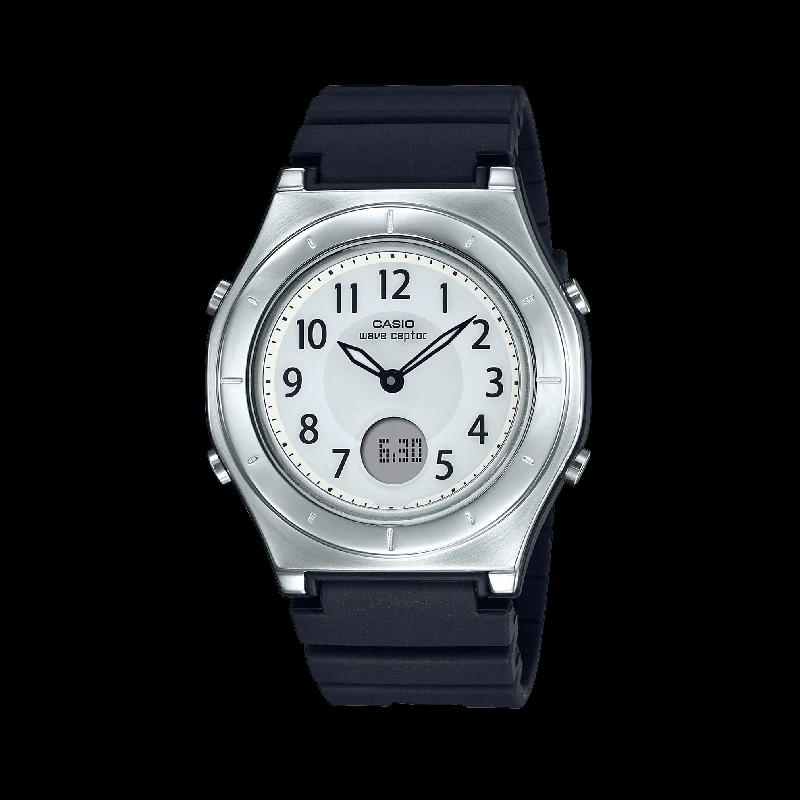 Casio Women's Wave Ceptor LWA-M145 Series Solar-Powered Radio Controlled Watch with Multi-Band 6 and Rubber Band LWA-M145-1AJF