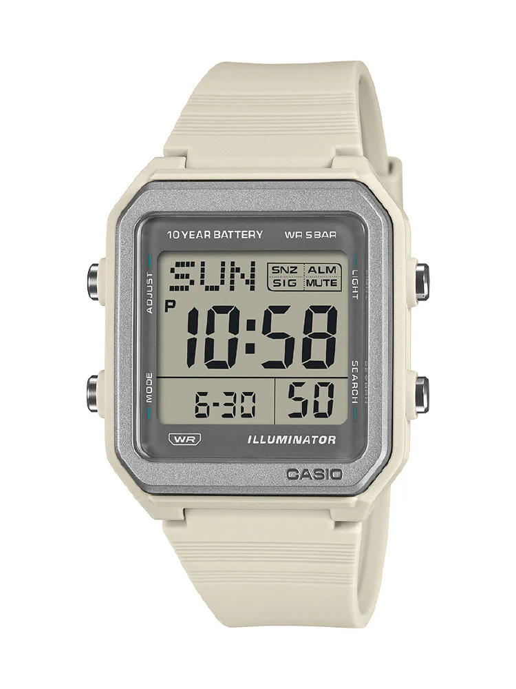 CASIO W-221H-8AJF Ivory Digital Display Water Resistant Lightweight Design Stylish Everyday Watch