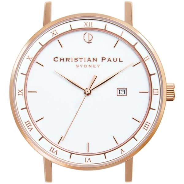 Christian Paul ALP-WHI-RG-43MM Elegant Rose Gold 43mm Case Durable Leather Strap Water Resistant 2-Year Warranty
