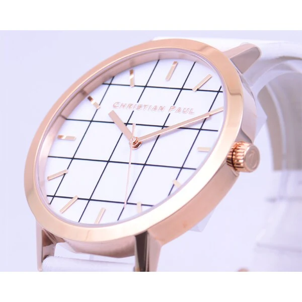 Christian Paul G002WHPG Grid Collection 43mm Elegant Design Rose Gold Stainless Steel Water Resistant 2-Year Warranty