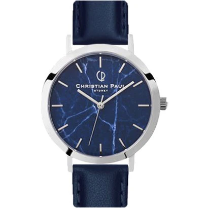 Christian Paul M007NVSSV 43mm Stainless Steel Case Genuine Leather Strap Water Resistant 2-Year Warranty