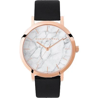 Christian Paul ML02BKPG 35mm Genuine Leather Strap Elegant Design Water Resistant 2-Year Warranty