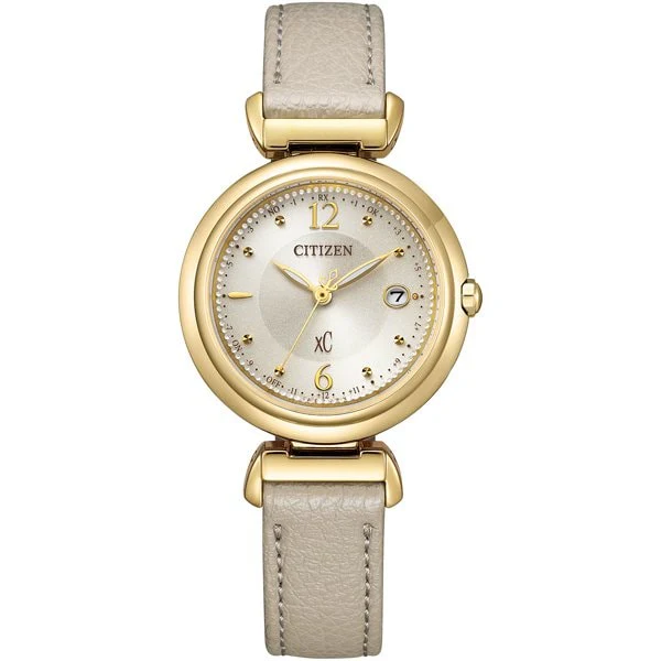 CITIZEN ES9463 04A Eco Drive Light Powered Radio Controlled Ladies Watch with Synthetic Leather Happy Flight Band