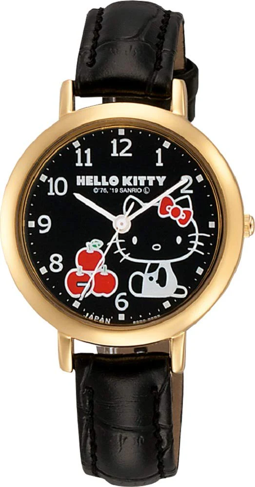 CITIZEN Q&Q 0031N105 Hello Kitty Black Leather Watch