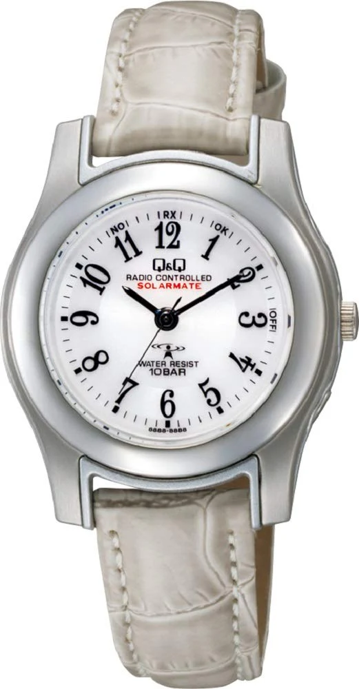 CITIZEN Q&Q HJ03-314 Radio Solar Leather Watch