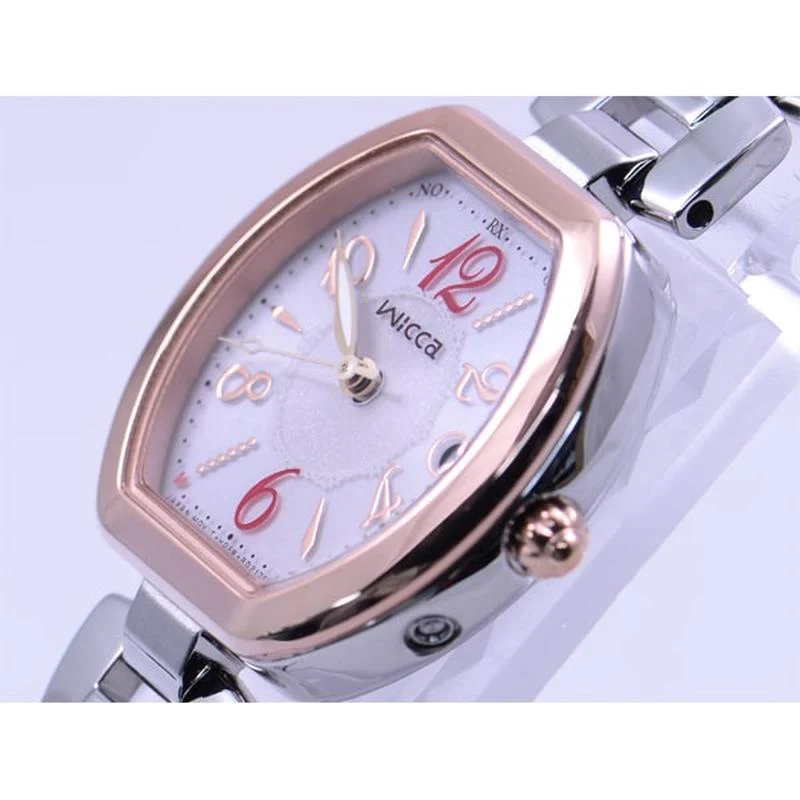 Citizen Women's Wicca Solar Tech Radio Watch HAPPY DIARY Blooming Color Tonneau Pink Gold KL0-731-91 - Image 2