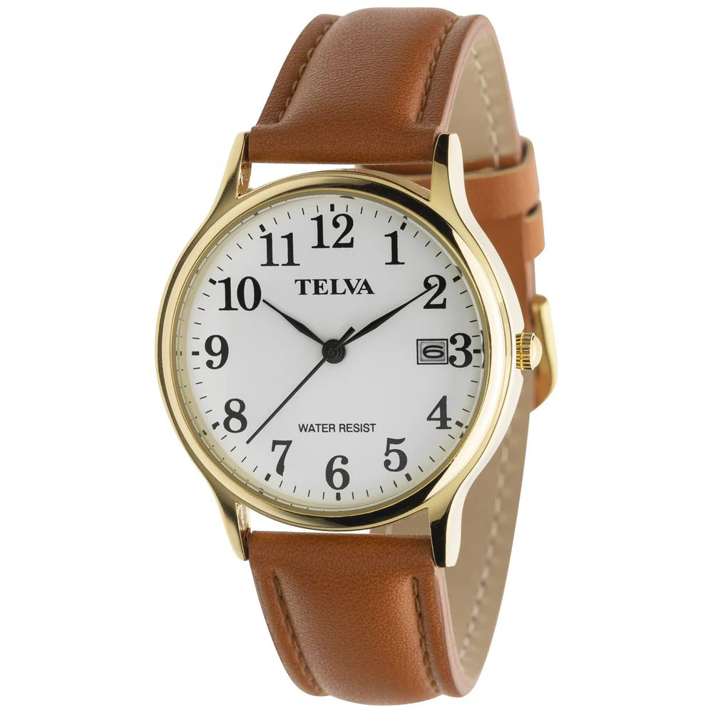 CLEVER IBTEAM243WTG Stylish Brown Date Watch with Durable Leather Strap, Water Resistant Design, and Elegant Minimalist Dial