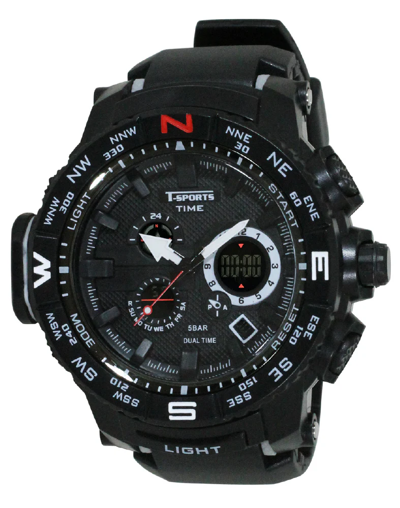 CLEVER IBTSAD096BK Ana Digi CREPHA Black Stylish Watch with Dual Time Display, Water Resistance, and Durable Design for Everyday Wear