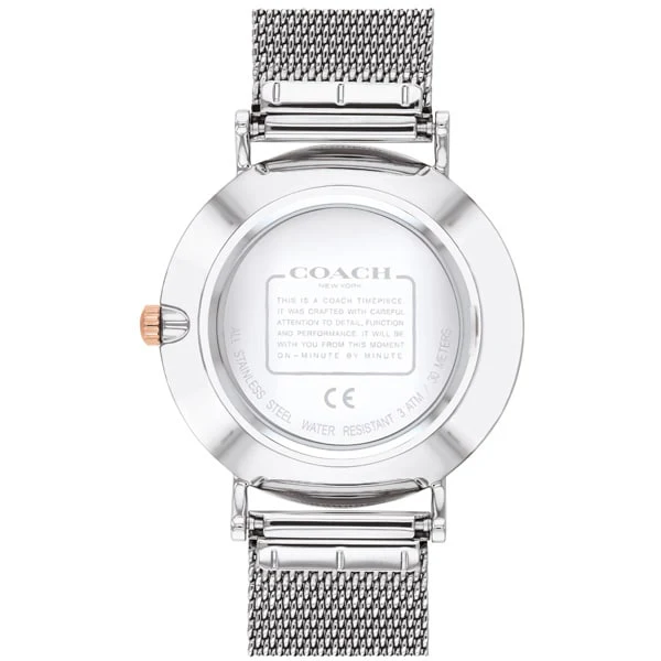 COACH 14503336 Perry 36mm Stainless Steel Mesh Belt Watch in White with Authentic Design and 2 Year Warranty for Timeless Style - Image 2