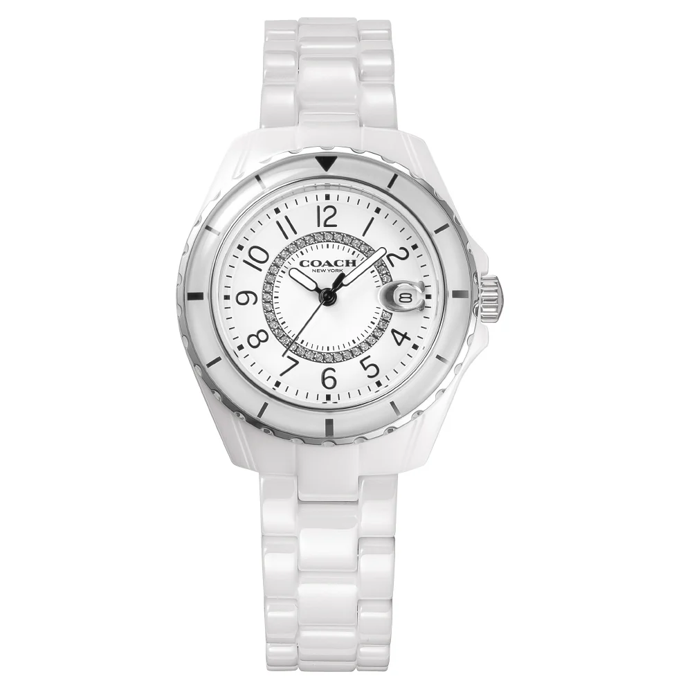 COACH 14503462 Stylish Preston Watch 2-Year Warranty White Color Elegant Design