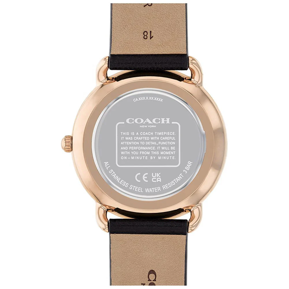 COACH 14504381 Stylish 36mm Black Watch - Water Resistant - Durable Leather Strap - Minimalist Design - Image 2