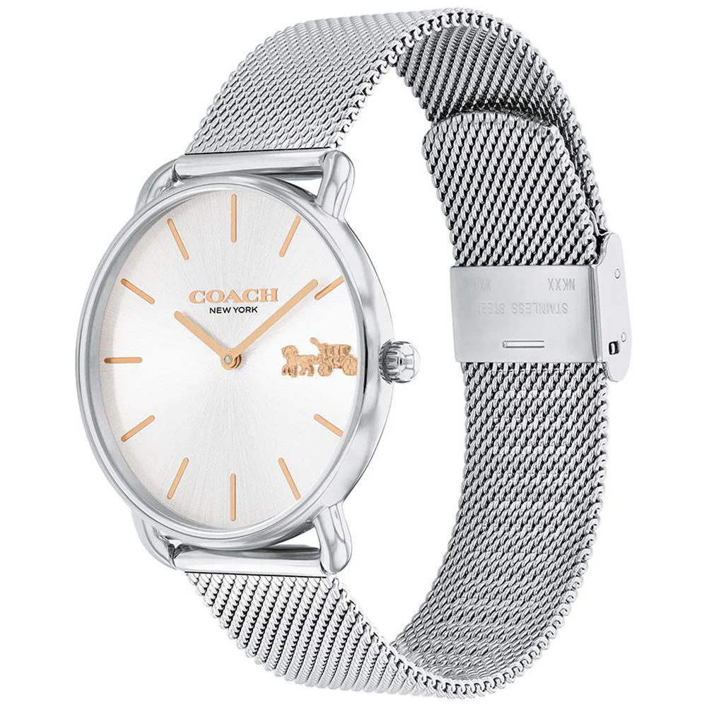 COACH 14504382 Stylish Silver 36mm Case Water Resistant 5-Year Warranty Elegant Design - Image 2