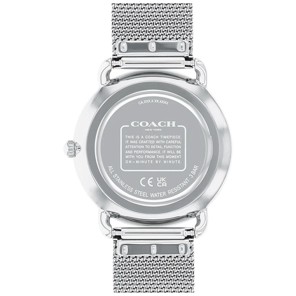 COACH 14504382 Stylish Silver 36mm Case Water Resistant 5-Year Warranty Elegant Design - Image 3