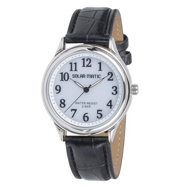 CREPHA SM-AM165-WTS Solar Watch Eco-Friendly Design Water Resistant Durable Stainless Steel Band