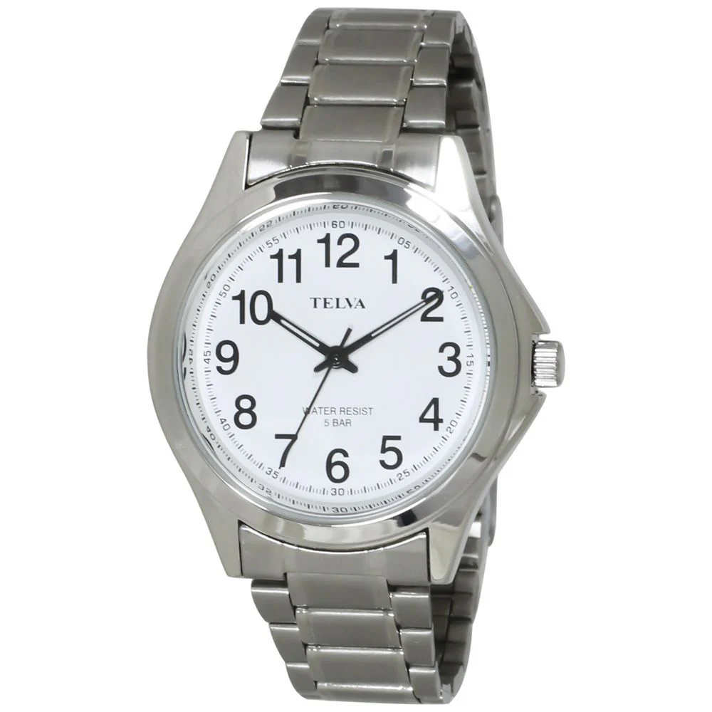 CREPHA TE-AM035-WTS Analog Men's Watch 10-Year Battery Silver White Elegant Design Water Resistant