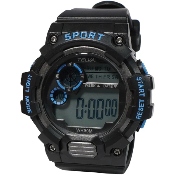 CREPHA TE-D280-BKB Digital Watch with Durable Rubber Band Water Resistant LED Display Stylish Design