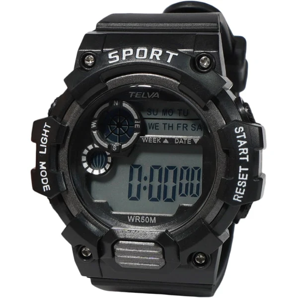 CREPHA TE-D280-BKW Digital Watch with Durable Rubber Band Waterproof LED Display Stylish Design