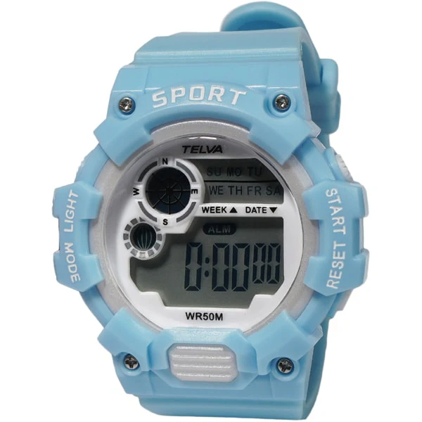 CREPHA TE-D280-LB Digital Watch with Durable Urethane Band Water Resistant LED Display Stylish Design