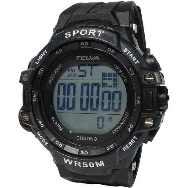 CREPHA TE-D281-BK Digital Watch - Durable Rubber Band - Water Resistant - Sleek Design - Easy-to-Read Display