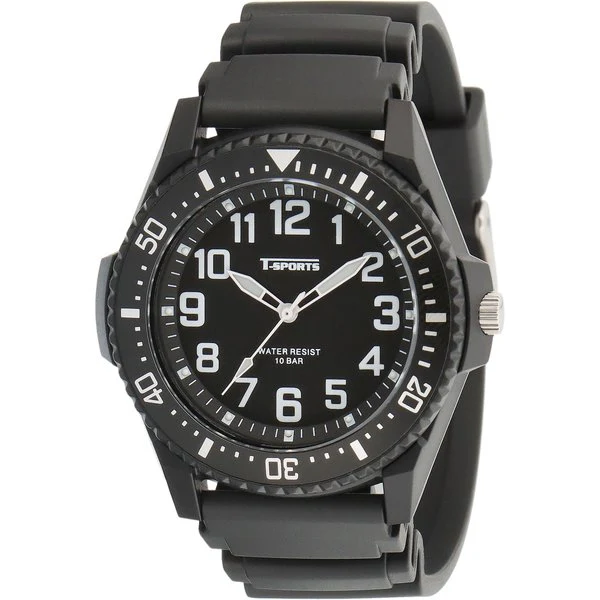 CREPHA TS-AM304-BK 10ATM Water Resistant Sports Watch with Durable Design LED Display and Stopwatch Function
