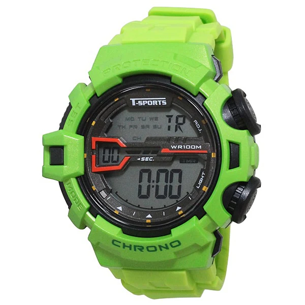 CREPHA TS-D044-GN Digital Watch Green Stylish Design Water Resistant LED Display Long Battery Life