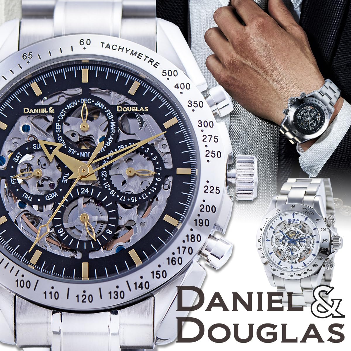 DANIEL AND DOUGLAS DD8802-BKGD Automatic Round Skeleton Men's Watch - Image 6