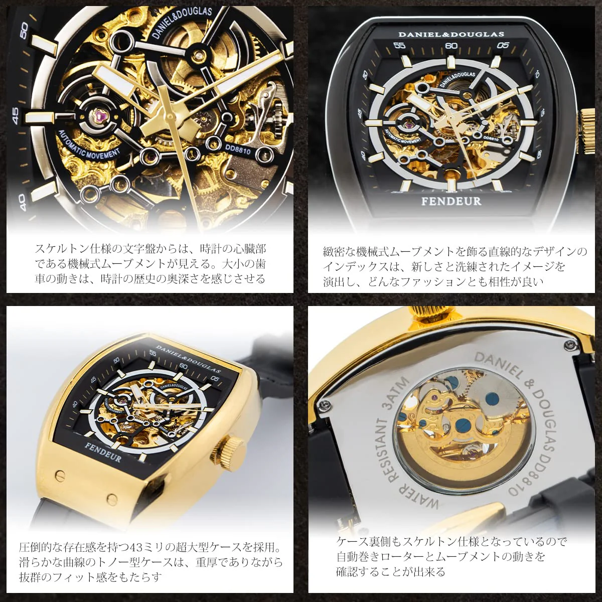 DANIEL AND DOUGLAS DD8810-SVBK Automatic Skeleton Watch - Image 6