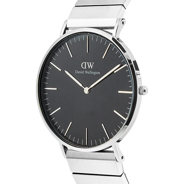 Daniel Wellington DW00100774 Classic Piano Link Onyx Silver 40mm Men's Metal Strap Black Authentic 2-Year Warranty