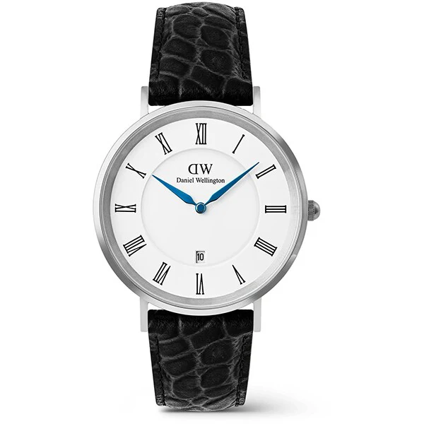 Daniel Wellington DW00100914 Classic Roman Numerals Date Black Croc Belly Silver 40mm Elegant Design Water Resistant - Image 3