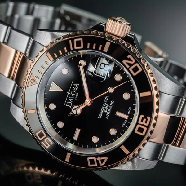 DAVOSA 161.555.65 Men's Watch with Metal Bracelet and Ceramic Bezel Water Resistant Classic Design - Image 2