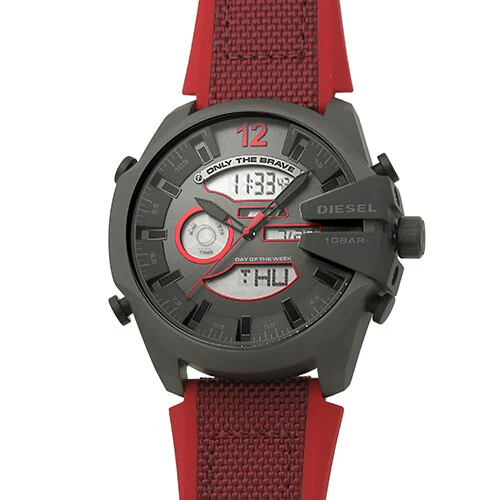 DIESEL DZ4551 Mega Chief Men's Nylon Rubber Band Water Resistant Stylish Design 1-Year Warranty