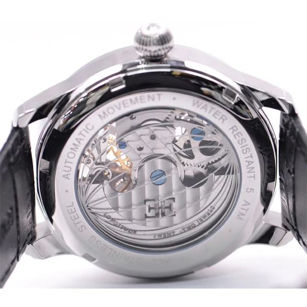 EARNSHAW ES-8063-01 Longitude Dual Time Automatic Watch with Sun & Moon Display 43mm Water Resistant 5 ATM Full Skeleton Design - Image 4