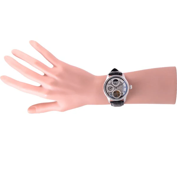 EARNSHAW ES-8063-01 Longitude Dual Time Automatic Watch with Sun & Moon Display 43mm Water Resistant 5 ATM Full Skeleton Design - Image 6