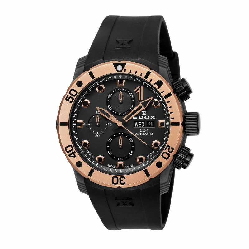 EDOX 01125-CLN5N-NIR Chronograph Black 2-Year Warranty Water Resistant Swiss Made
