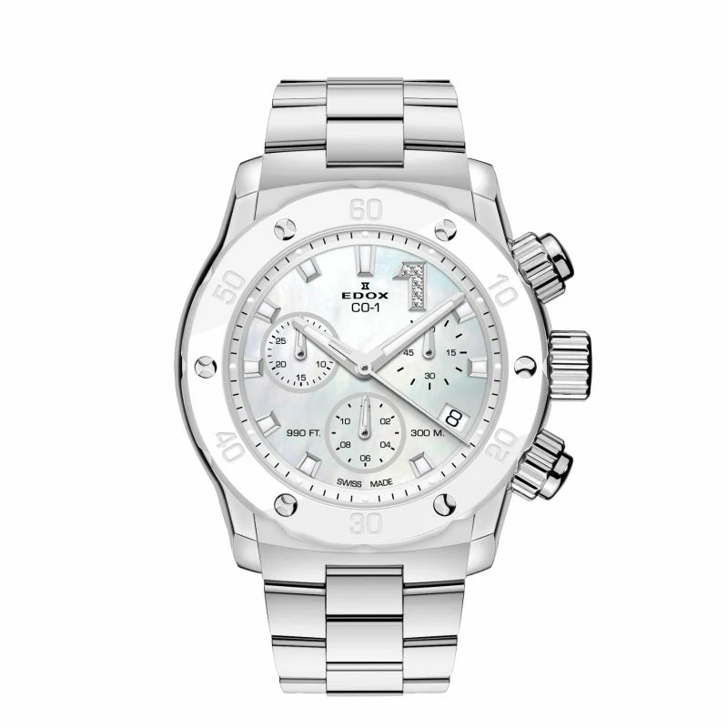 Edox Chronolady 10255-3BM-NADN Quartz Unisex Watch with Chronograph Features