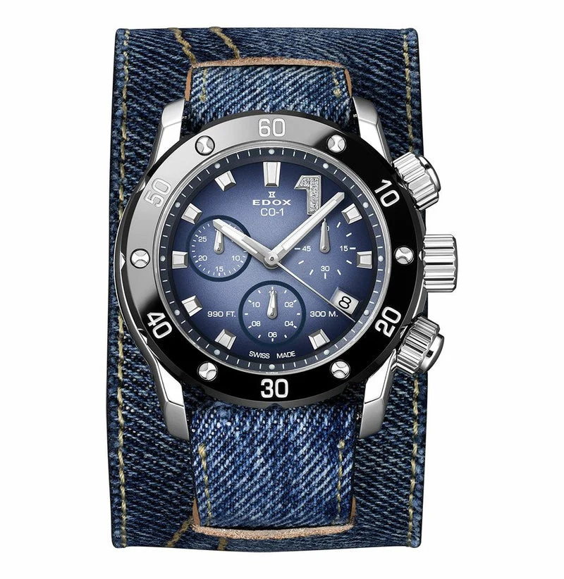 Edox Chronograph 38 10255-3CA-BUIDN-SFR Safari Limited Edition Quartz Watch for Men/Unisex